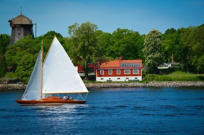 View of boats in water