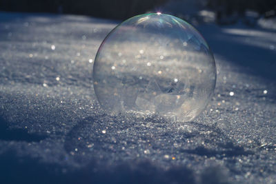 Close-up of bubbles on crystal ball