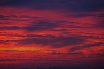 Low angle view of dramatic sky during sunset