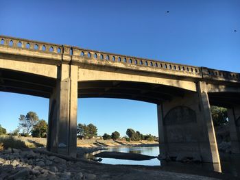 Arch bridge against clear blue sky