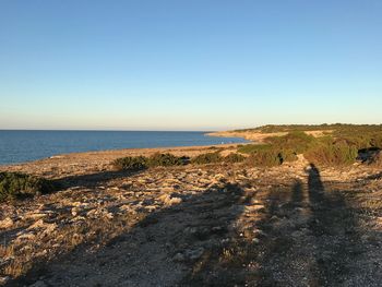 Scenic view of sea against clear sky