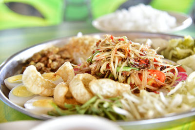 Close-up of meal served in plate