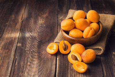 High angle view of fruits on table