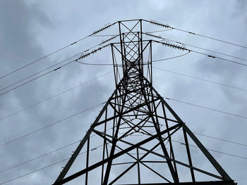 Low angle view of electricity pylon against sky