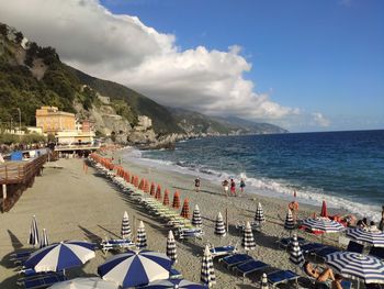 High angle view of people at beach