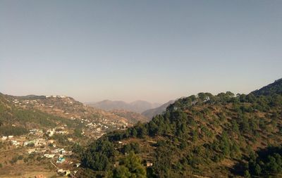Scenic view of mountains against clear sky