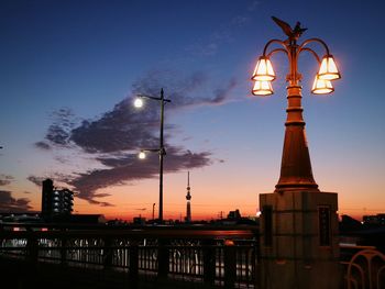 Illuminated street light at night