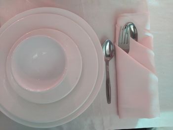 High angle view of empty plate on table