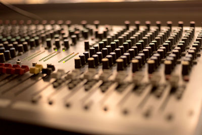 Close-up of sound mixer