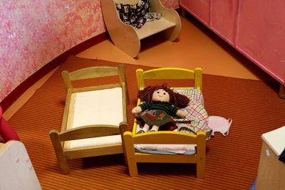 Close-up of stuffed toy on table at home