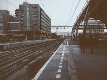 Railroad tracks in city