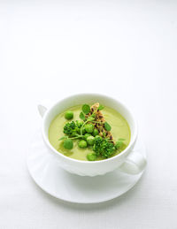 Close-up of soup in bowl on table