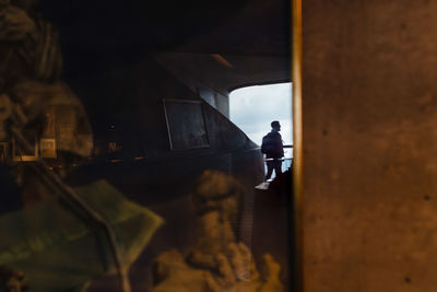 View of men on window