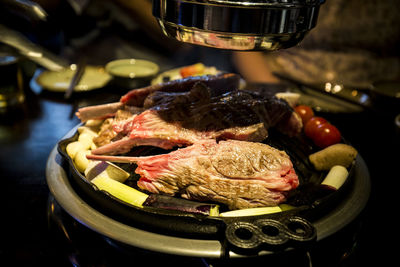 High angle view of food on table