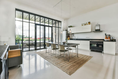 Chairs on table at home