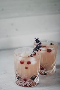 Close-up of wine in glass on table