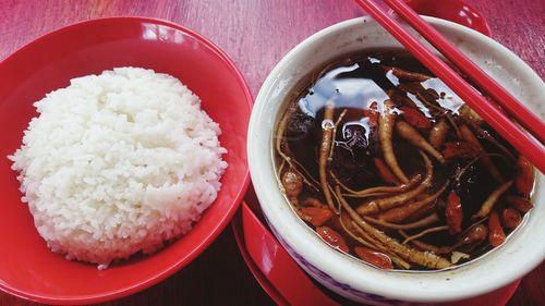 Close-up of food in bowl on table