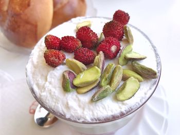 Close-up of strawberries in plate