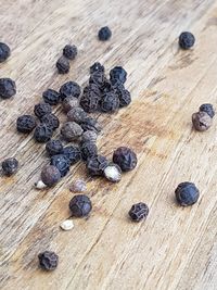 High angle view of berries on table
