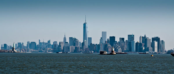 City skyline with river in background