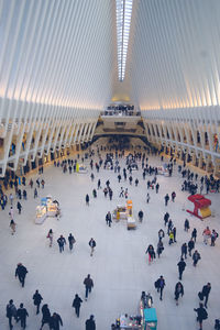 High angle view of people in modern building