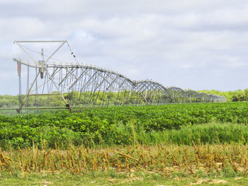 Scenic view of farm against sky