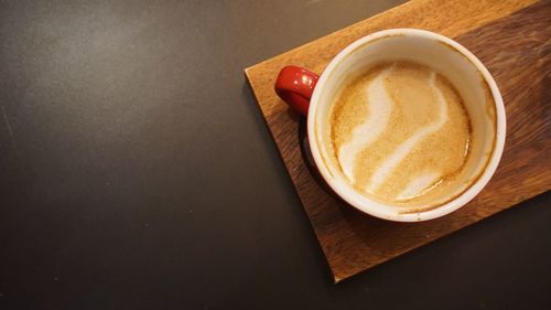 High angle view of coffee on table