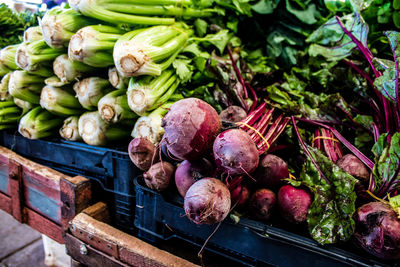 Close-up of vegetables for sale at market stall