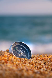 Close-up of navigational compass