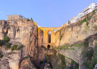 Low angle view of rock formations