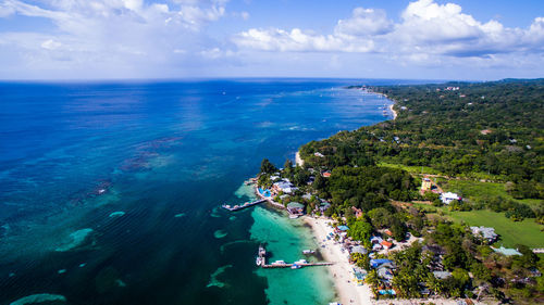 High angle view of sea against sky