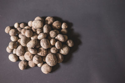 High angle view of coffee beans on table