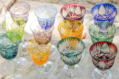 Close-up of multi colored glasses