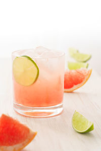 Close-up of drink served on table