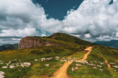 Hiking trail in the swiss mountains.