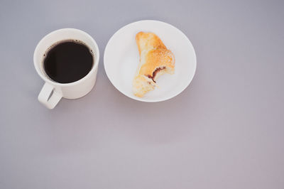 Directly above shot of breakfast served on table