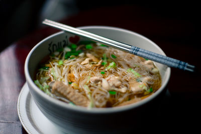 Close-up of soup in bowl