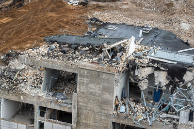 High angle view of abandoned construction site