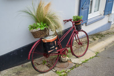 Bicycle parked outside building