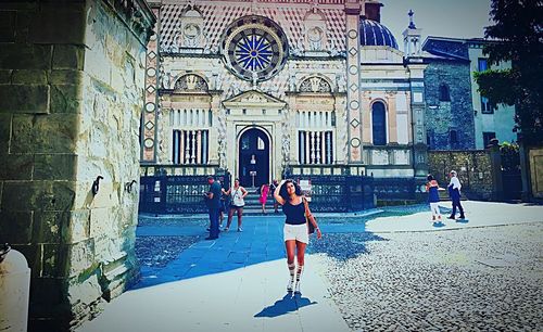 People walking in temple