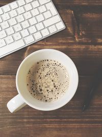 High angle view of coffee on table