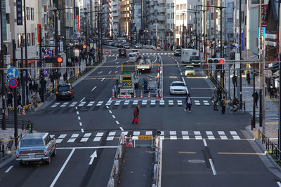 High angle view of city street