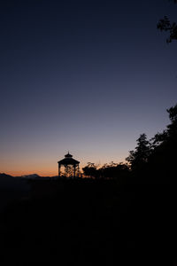 Silhouette of building against sky during sunset