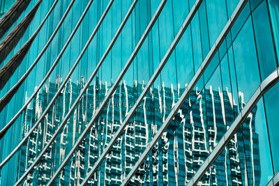 Low angle view of modern glass building in city