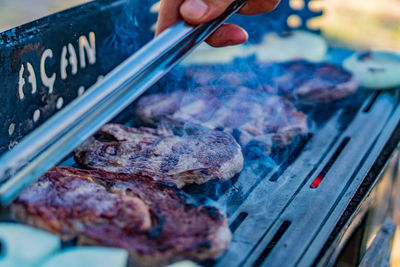 Close-up of person preparing food