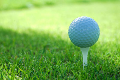 Close-up of ball on grassland