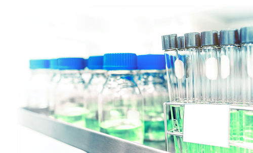 Close-up of glass bottle on table