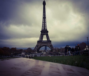 View of tower against cloudy sky