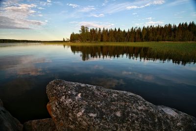 Scenic view of lake against sky