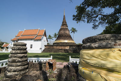 Exterior of temple against building